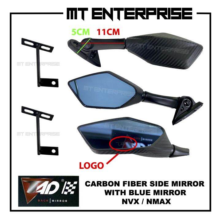 TAD Carbon Fiber Side Mirror with blue mirror NVX / NMAX Lazada