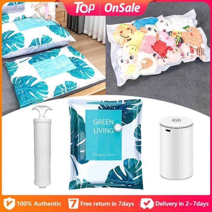 Reusable vacuum clothes bags large plastic sealer bag with free hand