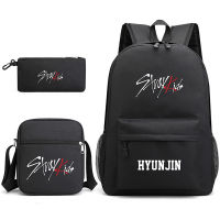 3pcs Set Stray Kids Hyunjin Children School Backpacks Cool Schoolbag Student Shoulder Bag for Boy Pen Pencil Bags
