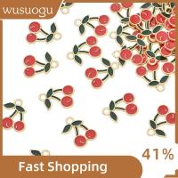 WUSUOGU 80Pcs โลหะผสมอัลลอยด์ จี้เครื่องรางรูปเชอร์รี่สีแดง สีแดงเเดง 15มม. 18มม. เครื่องรางห้อยผลไม้ อุปกรณ์เสริมพิเศษ รู: 2mm เชอร์รี่ขนาดเล็กชุบทองอ่อน งานฝีมือดีไอวาย