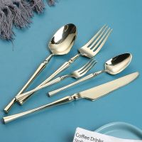 Tableware Stainless Steel Cutlery Spoon Fork Set Travel Dinnerware Set Golden Cutlery Set Silverware Knife Fork Sets 5PCS Flatware Sets