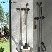 Punch-free Mop Rack Hook Stainless Steel Viscose Wall-mounted Restroom Sundries Storage Holder Bathroom Shelf Accessories Picture Hangers Hooks