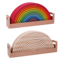 Large Rainbow Building Blocks Portable Wooden Box Storage Child kids Organize storage boxes wood toys Moms sort out Assistant