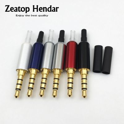 1Set 3.5mm Audio Plug 3.5 4Pole Male Stereo Jack with Tail + Heat Shrink Tube Adapter for DIY Solder Repair Earphone Connector Cables Converters