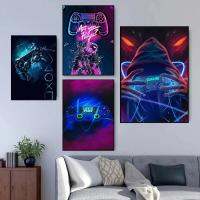 ◕۩ Gamer Room Gamer เกมคอนโซลจับชุดหูฟังผ้าใบ Wall Art ภาพพิมพ์ Hd เด็กชายโปสเตอร์ห้องนอนเกมตกแต่งบ้าน