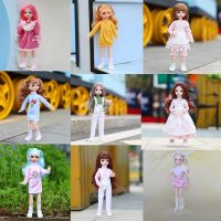 【COD ตุ๊กตาทารก30cm 16 Jointed BJD Girl Doll Smooth Hair Dressup Girl Pretend Play Toy