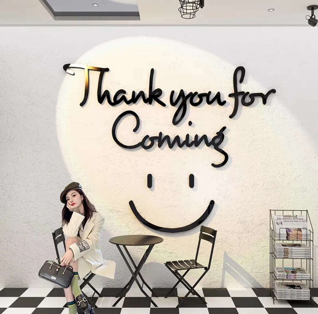 สติ๊กเกอร์อะคริลิค 3D หน้ายิ้ม Thank You For Coming | Lazada.Co.Th