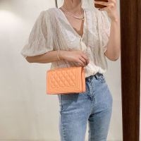 Luxury Handbag High quality PU leather Women bag Sweet girl chain square package Lattice Shopper Shoulder Female bag Candy Color