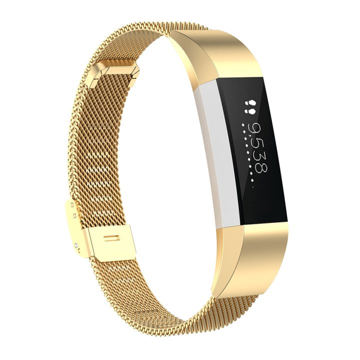 สำหรับ-fitbit-alta-อัลต้า-hr-ace-ปุ่มนาฬิกาตาข่ายโลหะสายสำรองสายนาฬิกาขนาด-s-ทอง-ขายเอง