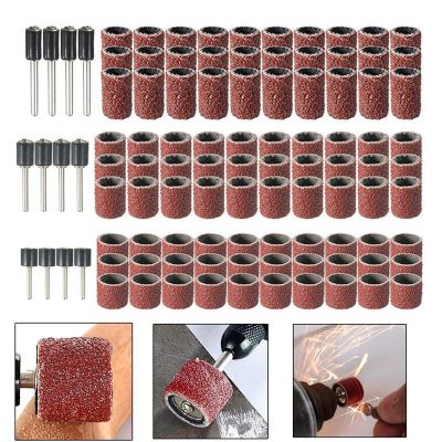 80 120 180Grit Sanding Drums Kit Sanding Band 1/2 3/8 1/4Inch Sand Mandrels Fit for Dremel Nail Drill Rotary Abrasive Tools Cleaning Tools