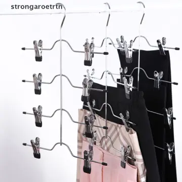 6-Tier Skirt Pants Shorts Hangers with Adjustable Clips Space Saving No  Slip 12 Clips Clothing Storage Metal Skirt Rack