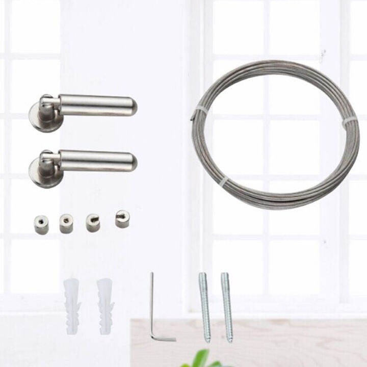 BOKALI 1SET Stainless Steel Curtain Wire Curtain Wire Rod Set Wire Rope