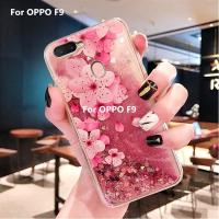 น้ำสำหรับOPPO F9เคสโทรศัพท์ทรายดูดเคลื่อนที่GlitterกากเพชรPC + TPU SoftสำหรับOPPO F9กรณี