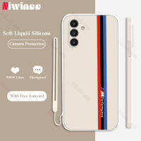 NIWINEE เคสซิลิโคนเหลวแบบนิ่มสำหรับ Samsung Galaxy S23 FE เคสใส่โทรศัพท์มีแถบฟรีสายคล้องตรงขอบด้านคลุมทั้งหมดฝาครอบกันกระแทก