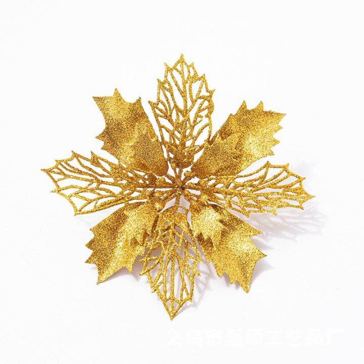 5Pcs Glitter Artifical Christmas Flower Christmas Tree Decorations Home