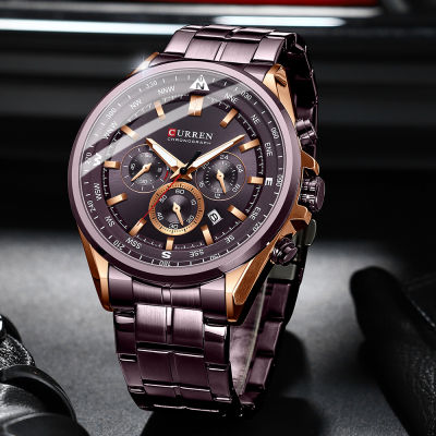 CURREN Luxury Wrist Watches for Men Stainless Steel Quartz Wristwatches with Chronograph Casual Sport Clock
