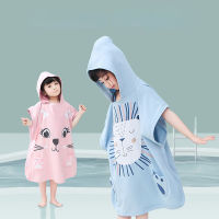 Bathrobe Quick Dry Cotton Kids Beach Towel Changing Robe Cartoon Hoodie Towel Poncho Children Swimming Pool Towels