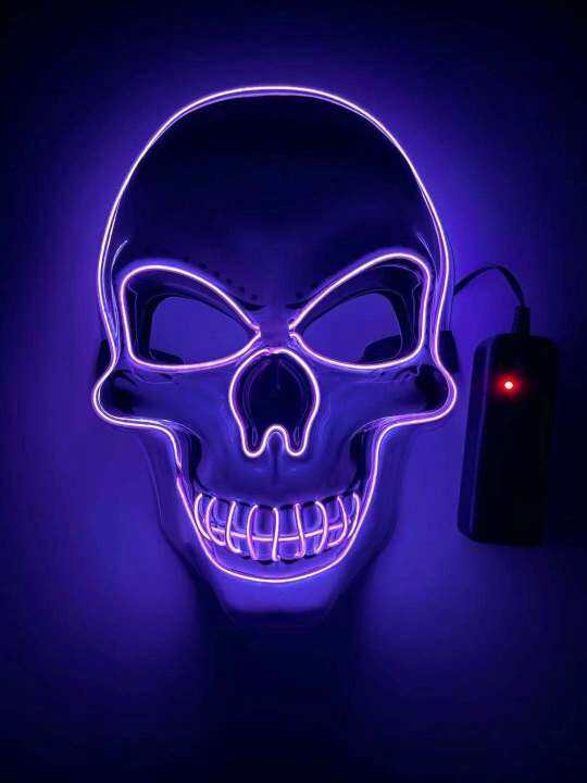 ฮาโลวีน-led-skull-neon-หน้ากากแสงสยองขวัญ-ghost-head-ผู้ชายผู้หญิงตลกปาร์ตี้-luminous-glow-dark-skeleton-คอสเพลย์เครื่องแต่งกาย-props