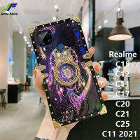 JieFie เคสโทรศัพท์สำหรับ Realme C15 C35 C21Y C25Y C12 C11 C17 C20 C21 C25 C25S C11 2021 Starry Sky โมบายกระดิ่งลมหรูหราซิลิโคนรูปสี่เหลี่ยมกันกระแทกฝาหลัง