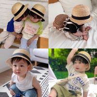 ? พร้อมส่ง ?Straw Hat หมวกสานเด็ก สไตล์เกาหลี