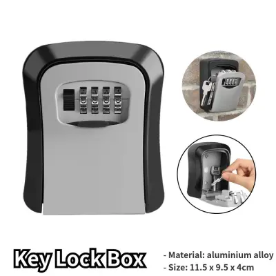 Safety Box Key Storage Box With 4 Digit Code Combination Lock Aluminium Alloy Wall Mount Key Holder