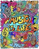 เส้นขยุกขยิก Music Is Life คำพูดที่มีชื่อเสียงผ้าม่านพิมพ์ลายลูกเป็ดสร้างแรงบันดาลใจและโปสเตอร์บันดาลใจศิลปะบนผนังของขวัญที่เป็นรูปภาพสำหรับนักดนตรีดนตรีใด