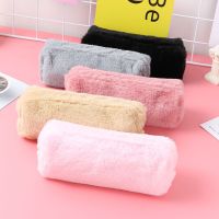 ☾ Korean Version of The New Creative Pencil Box Small Fresh Cute Girl Fluffy Square Octagonal Pen Bag Girl Heart Students Simple