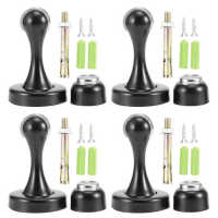 4 Set Set Stainless Steel Magnetic Door Stop Floor Wall Suction Door Stopper Black Thickened Door Hardware Locks