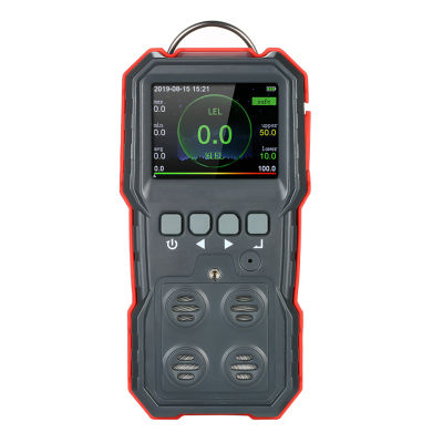 Industrial Digital Handheld 4 in 1 Gas Carbon Monoxide Detector Oxygen Combustible Gas H2S Tester with 120000 Data Logging LCD Display Sound and Light Vibration Alarm