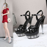 New Arrival October 2023 Women Open Toe Plus size Club Platform Heeled Sandals Catwalk Show Crystal Heel Buckle