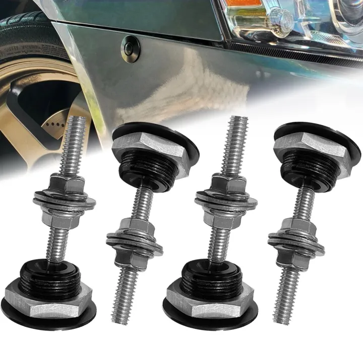 4Pcs Universal Aluminum Black Push Button Billet Quick Release Car