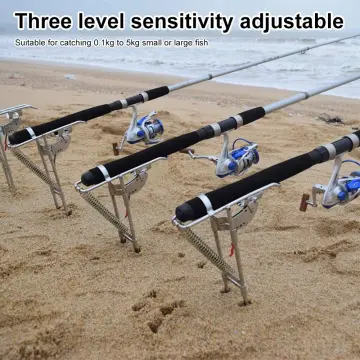 Automatic Spring Fishing Rod Holder Stainless Steel For Ground Support  Brackets Adjustable Sensitivity Folding Fish Pole