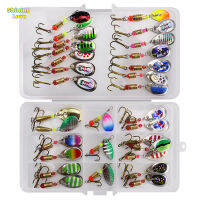 ShiningLove 31 Pcs Fishing Lures Kit With Fishing Tackle Box Fishing Spoons Metal Lures Colorful Vivid Bright Metal Fishing Bait