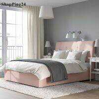 เตียงนอน สีชมพู INDANAS เตียงบุนวม ยกพื้นเตียงได้ มีที่เก็บของใต้เตียง Bed Pink INDANAS bed, upholstered bed, can raise the bed base There is storage under the bed.