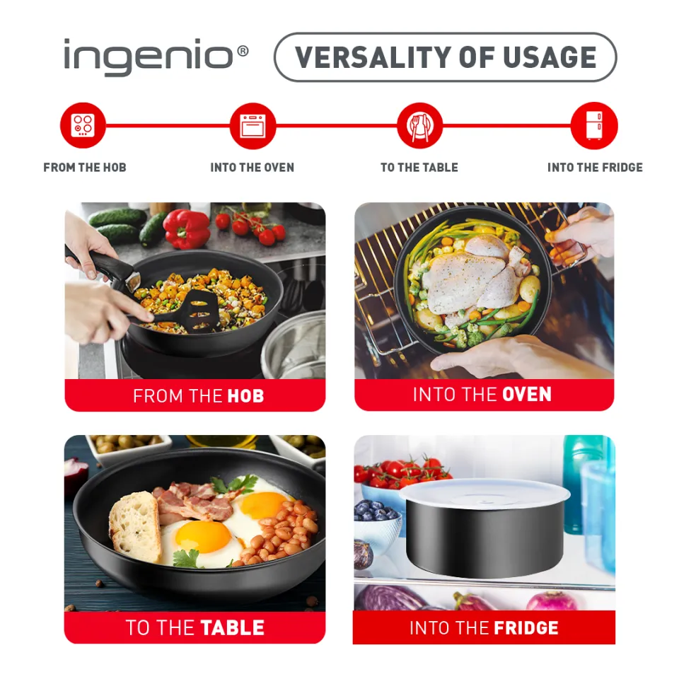 Tefal Ingenio Daily Chef 3-PC (Frypan 24cm + Wokpan 26cm + Basic Handle)  (L7619022) (Cookware set /Non Stick Cookware Set /Pots and Pans/ Set alat  memasak /Kuali /Periuk /Alat memasak tidak melekat)