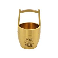 Original ⭐️⭐️⭐️⭐️⭐️ Brass bucket of gold ornaments small bucket copper cylinder piggy bank living room desk barrel home decoration crafts