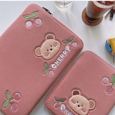Korea bear Ipad bag pouch cute girls cherry ipad pro 11 10.5 9.7 inch tablet sleeve case storage 13inch laptop inner bag
