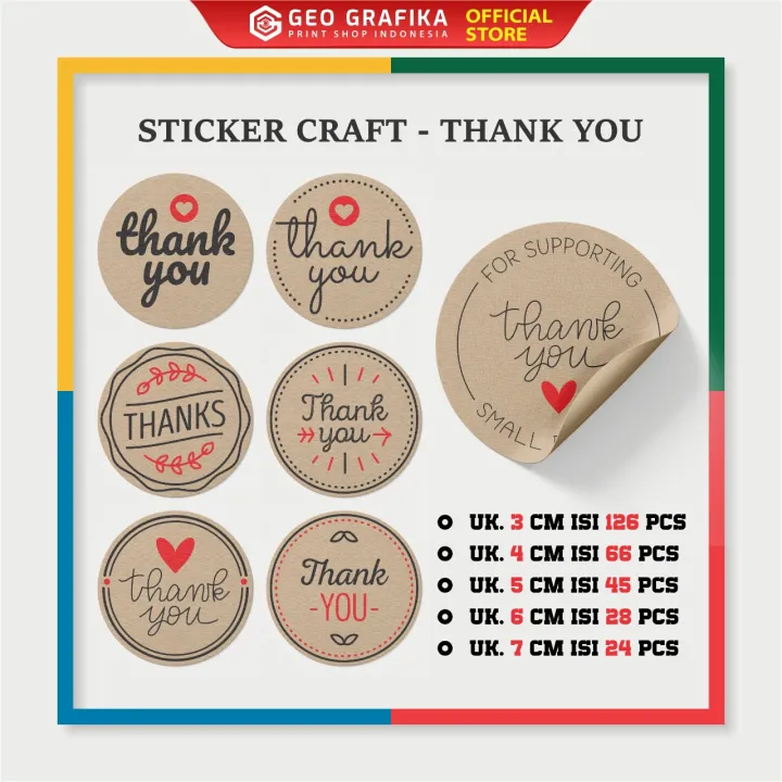 Sticker Thank You Label Craft Coklat Geo Grafika Lazada Indonesia