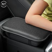 Soft PU Leather Car Armrest Pad Breathable Ice Silk Mat Cushion Car Center Armrest Cover Arm Height Pad Four Seasons Universal Pipe Fittings Accessori