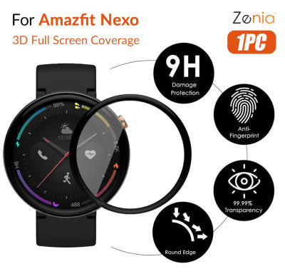 Zenia 1PC 20D HD เต็มหน้าจอขอบโค้งเต็มรูปแบบฟิล์มกันรอยสำหรับ Amazfit Nexo สมาร์ทนาฬิกากีฬา HD 9H 3D แก้วป้องกันการระเบิดฟิล์มป้องกันรอยขีดข่วน