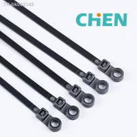 ☑卐 Black White Screw Hole Self-locking Plastic Flanges Nylon Fasten Wire Organizer Cable Management Zip Tie Clamping Collar