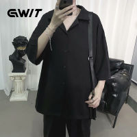 GWIT เสื้อเชิ้ตผู้ชาย แขนสั้น สีแดง สุดฮอต เสื้อเชิ้ตสีขาว ทรงหลวม เข้ารูป เป๊ะมาก เสื้อนางฟ้า Gwit069