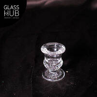 GLASS HUB - (LYNX) ROUND CANDLE STAND  - เชิงเทียนแก้ว เชิงเทียนคริสตัล ใช้สำหรับตั้งเทียน ประกอบพิธีทางศาสนา ตกแต่งห้อง (เซต 2 ใบ)