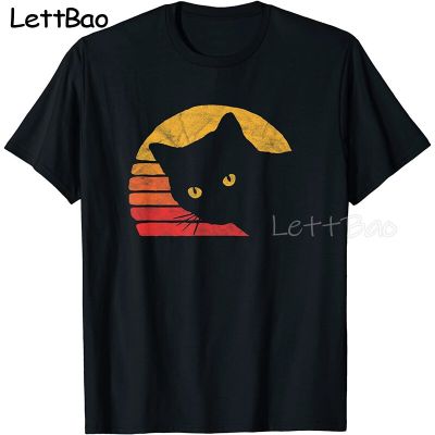 Vintage Eighties Style Cat Anime Print T-Shirt Men Tees Short Sleeve Hip Hop Streetwear Oversized Unisex Top Dropshipping 【Size S-4XL-5XL-6XL】