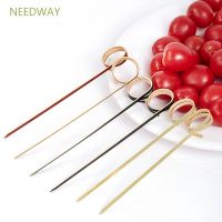 【Ready Stock】 ▼❖◘ D50 NEEDWAY Party Cocktail Skewer Barbeque Fancy Sticks Appetizers Picks 100Pcs Eco-friendly Snacks Cocktail Scissor Shaped Bamboo Ring Toothpick/Multicolor