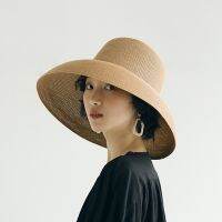 Luna&amp;Dolphin Handmade Women Summer Sun Hat Big Eaves Beach Japanese Hepburn Style Holiday Fold Fisherman Cap Temperament Flat