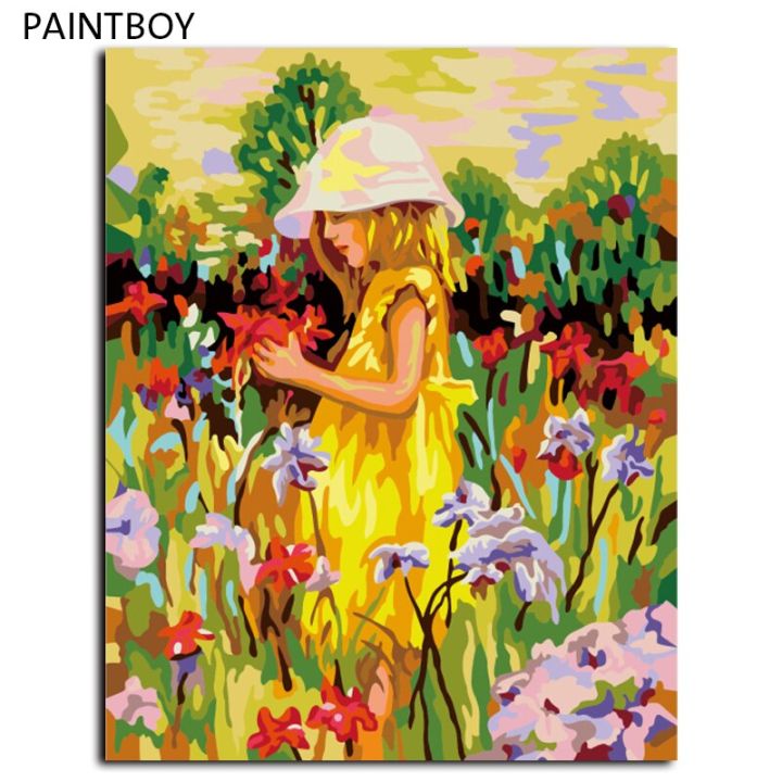 Little Girl Looking To Mirror - Paint By Number - Painting By Numbers