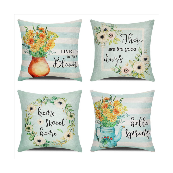 Spring Pillow Covers 18X18 Set of 4, Spring Decorations Flower ...
