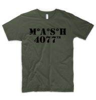 MASH 4077TH T เสื้อเชิ้ต M A S H 4077สีเขียวทหาร RAF นาวิกโยธินสหรัฐย้อนยุค