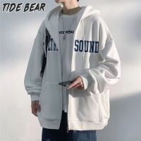 TIDE BEAR เสื้อโค้ทสำหรับผู้ชายใหม่ฤดูใบไม้ผลิและเสื้อคาร์ดิแกนฤดูใบไม้ร่วงเสื้อสเวตเชิ้ตแจ็คเก็ตมีฮู้ดพิมพ์ลายตัวอักษรเสื้อฮู้ดสำหรับวัยรุ่น